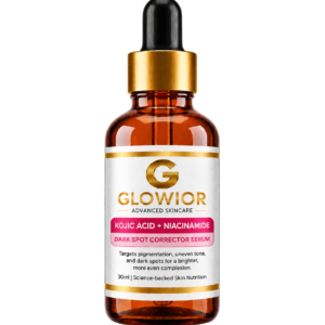 Target Dark Spots & Reveal Even-Looking Skin ✨ Meet Glowior Kojic Acid + Niacinamide Dark Spot Corrector Serum, a science-backed formula designed to improve the appearance of pigmentation, dark spots, and uneven skin tone while supporting a brighter-looking complexion. Powered by Kojic Acid and Niacinamide, this lightweight serum helps target the appearance of discoloration while promoting smoother, more balanced-looking skin. The gentle formula absorbs quickly and fits easily into your daily skincare routine. Enriched with skin-loving ingredients like Alpha Arbutin and Hyaluronic Acid, it helps maintain hydration while supporting a more radiant, healthier-looking complexion. Key Benefits: ✓ Helps reduce the appearance of dark spots ✓ Supports a more even-looking skin tone ✓ Improves the appearance of pigmentation ✓ Enhances natural-looking brightness ✓ Helps smooth uneven skin texture ✓ Lightweight and fast-absorbing formula Key Ingredients: Kojic Acid Helps improve the appearance of dark spots and uneven skin tone. Niacinamide (Vitamin B3) Helps support skin balance and improves the appearance of texture. Alpha Arbutin Helps brighten the appearance of skin and reduce visible discoloration. Hyaluronic Acid Helps retain moisture for hydrated-looking skin. How To Use: Apply 2–3 drops on clean, dry skin. Gently massage until fully absorbed. Use morning and evening. Always apply sunscreen during daytime. Product Details: ✔ Size: 30ml ✔ Lightweight serum texture ✔ Fast-absorbing formula ✔ Suitable for all skin types ✔ Cruelty-free formula ✔ Science-backed Skin Nutrition